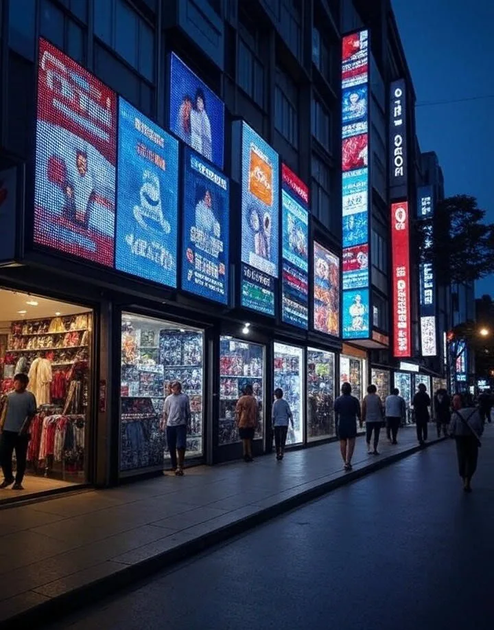 Modern digital led display workspace showing an led scroller and led screen preview