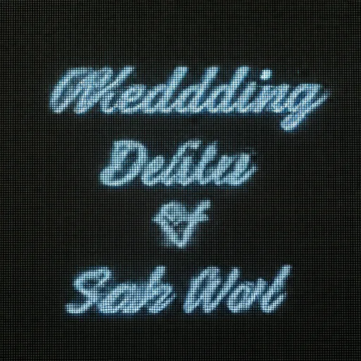 Luxurious wedding reception entrance with modern digital LED panels displaying welcome messages