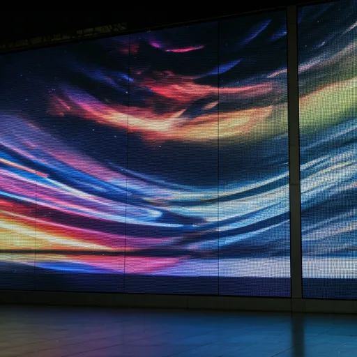 Vibrant commercial mall interior with giant high-definition LED displays